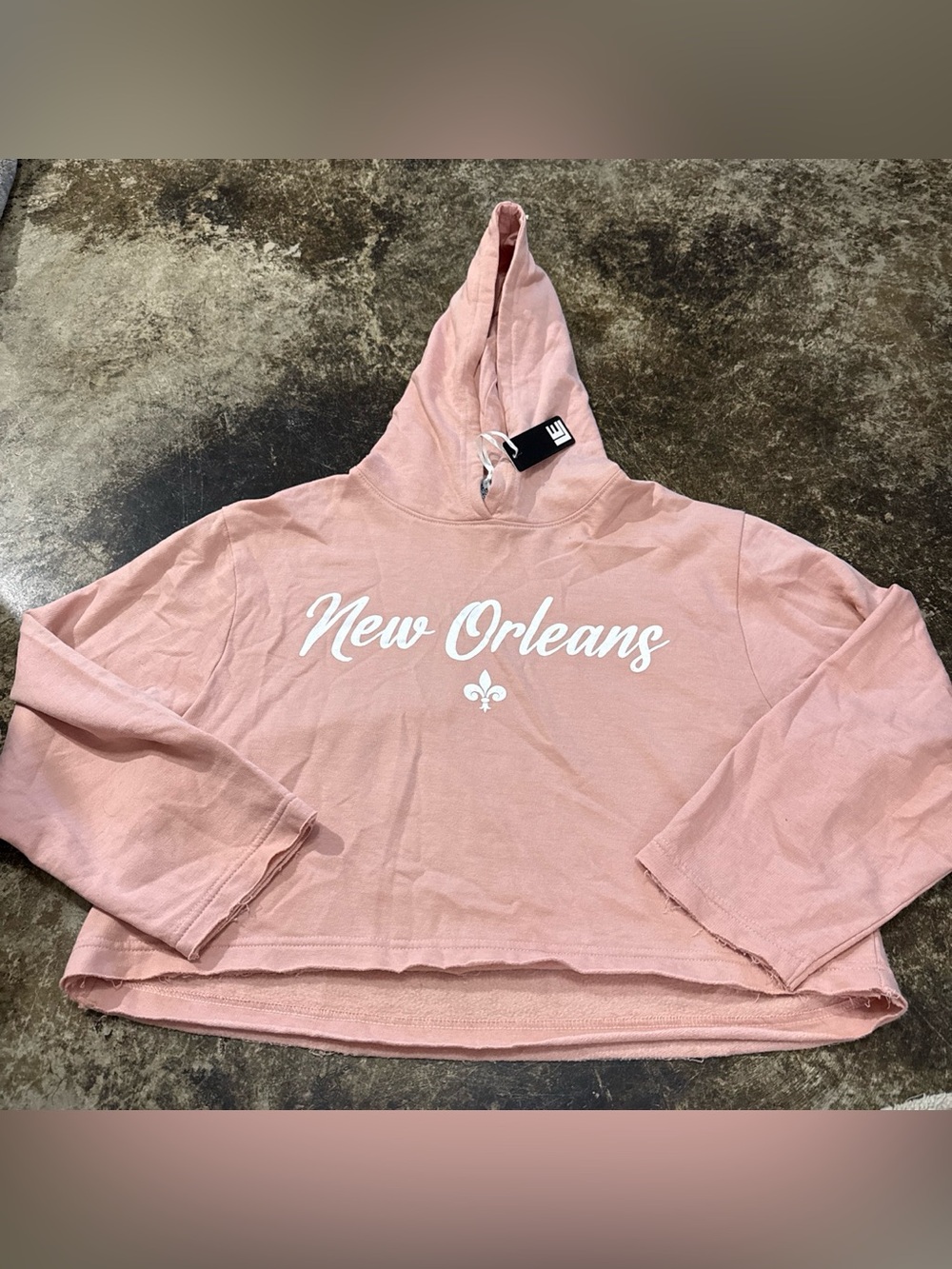 New Orleans Pink Hooded Crop Sweatshirt